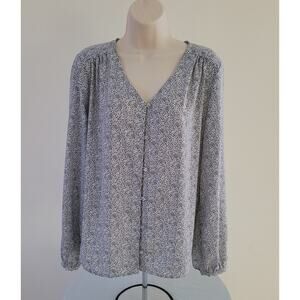 APT 9 Black & White Button Front Print Blouse w/solid white back--Sz L